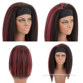 Headband Wigs Kinky Straight Synthetic Hair Wigs with Headband Attached Factory